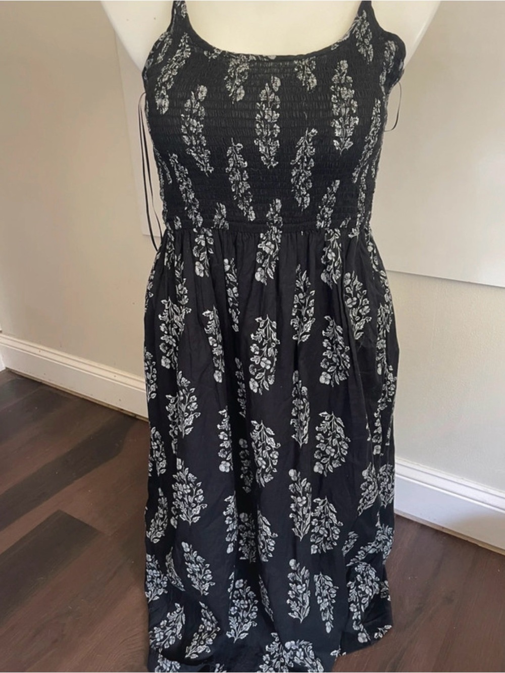 Lucky Brand Black Maxi Dress with White Floral Print